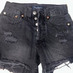 Aeropostale 90s High Rise Cut-Off Denim Shorts - Charcoal Black - Size 000